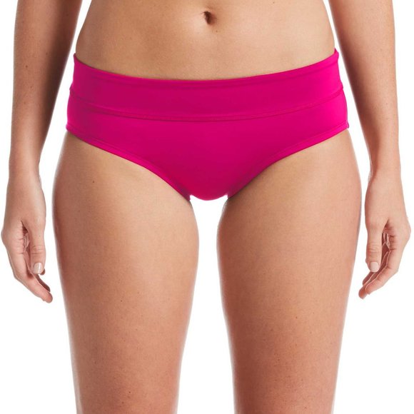 NWT Nike Women's Solid Full Brief Swimsuit Bottoms Size Small Fireberry $48 3D16 - Picture 1 of 1